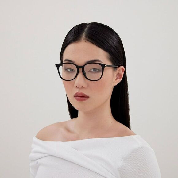 NEW Saint Laurent SL724/F 001 Black Oval Women Eyeglasses - Picture 1 of 10